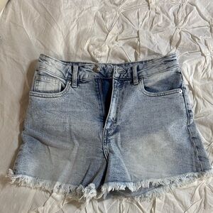 Divided Light Blue Frayed Jean Shorts